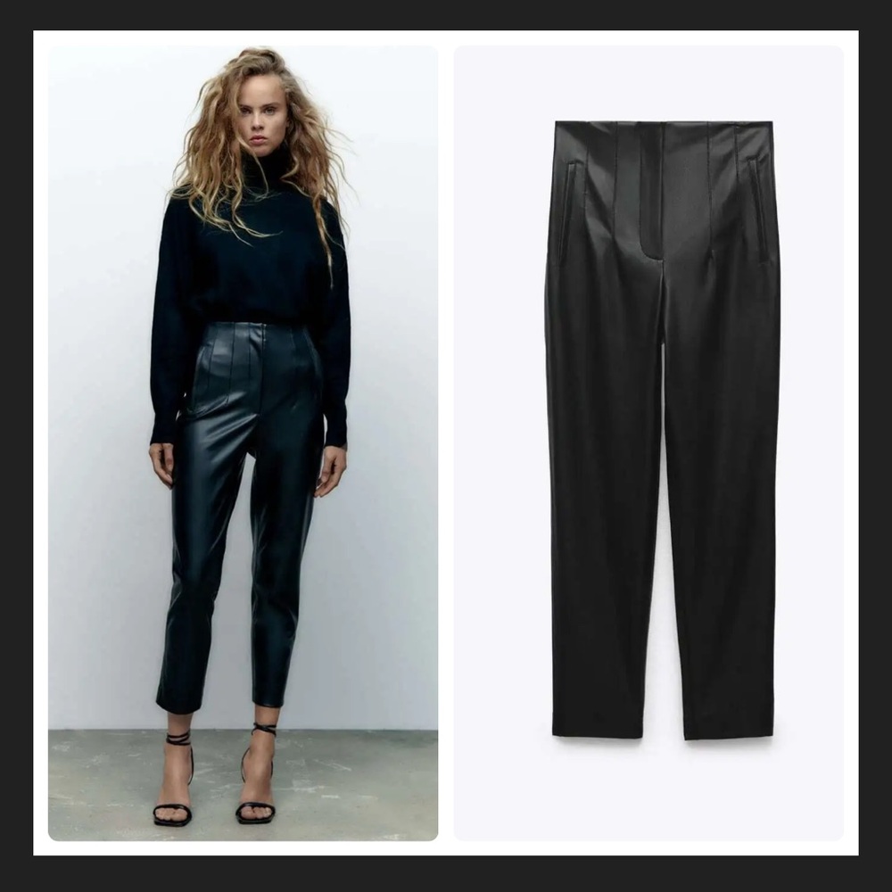 ZARA HIGH-RISE FAUX LEATHER TROUSER Pants
